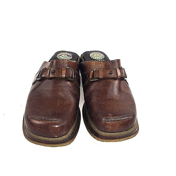 Earth Shoe Gelron 2000 Womens Brown Leather Clog Mules Slip On Daphne US 5.5 - Picture 2 of 12